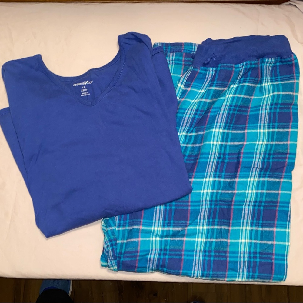 Dreams Co Sleep Set 1X (22/24) Blue Top/Plaid Bottom